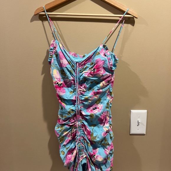 Zara Ruched Floral Mini Dress - Picture 2 of 3
